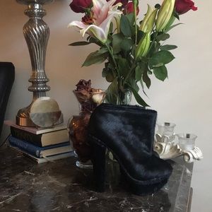 Senso Black Ponyhair Platform Booties